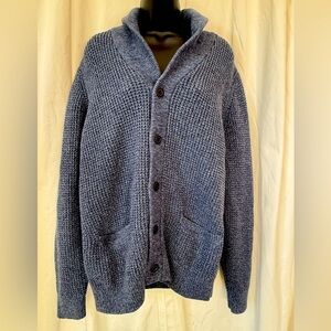 L. L. Bean 100% Organic Cotton Heavy Waffle Knit Shawl Collar Cardigan, Medium